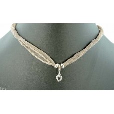 Heart with silk bracelet/necklace 